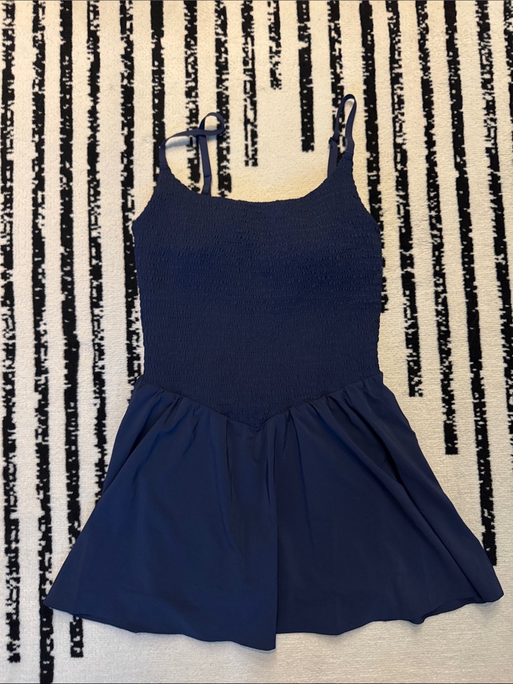 Navy Blue Smocked Tank Athletic Dress